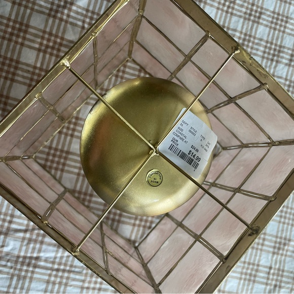 Pink/Gold Translucent Capiz Shell Cube Lantern Candle Holder - Picture 4 of 4
